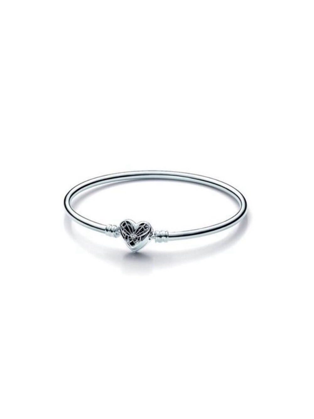 New Pandora Silver Butterfly Heart Charm Bangle Bracelet